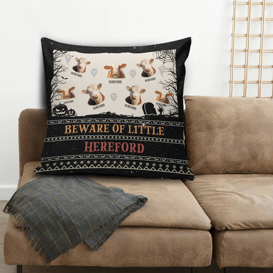 Joycorners Beware Of Little Hereford Custom Name Happy Halloween Pillow Case