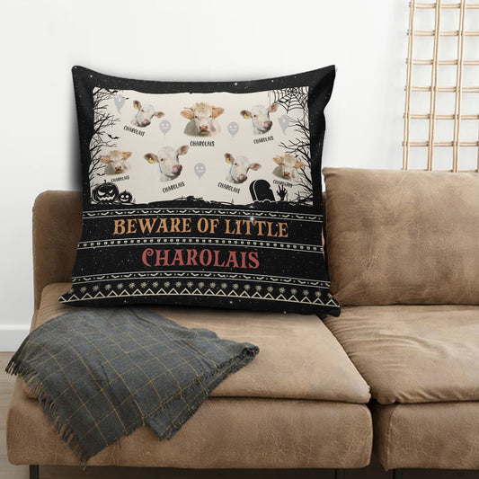 Joycorners Beware Of Little Charolais Custom Name Happy Halloween Pillow Case