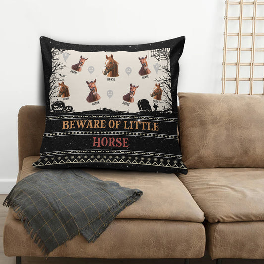 Joycorners Beware Of Little Horse Custom Name Happy Halloween Pillow Case