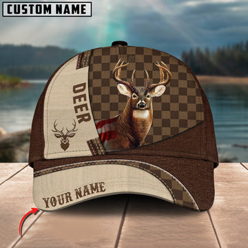 Joycorners Custom Name Deer Leather Camo Pattern 3D Classic Cap