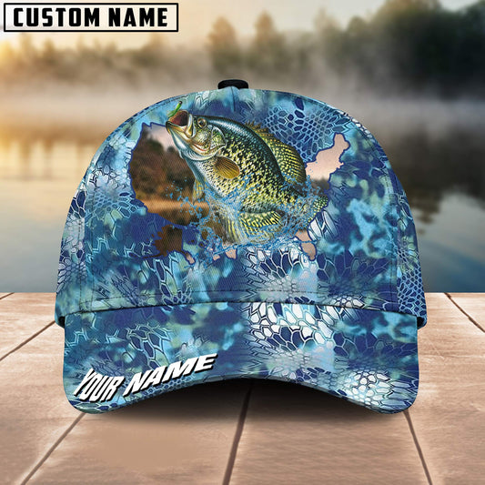 Joycornerss Custom Name Crappie Fishing US Map Fish Skin Pattern 3D Classic Cap