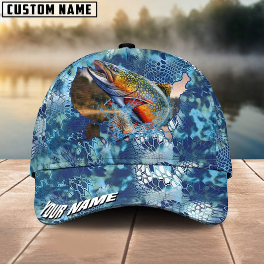 Joycornerss Custom Name Trout Fishing US Map Fish Skin Pattern 3D Classic Cap