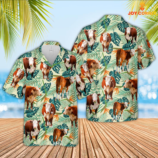 Joy Corners Hereford Green Pattern 3D Hawaiian Shirt