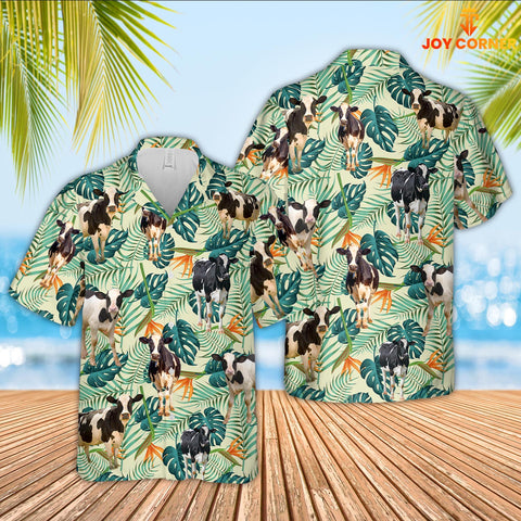 Joy Corners Holstein Green Pattern 3D Hawaiian Shirt