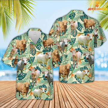 Joy Corners Charolais Green Pattern 3D Hawaiian Shirt