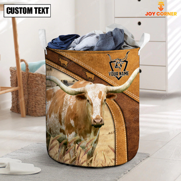 Joycorners Texas Longhorn Cattle Brown  Custom Name  Basket