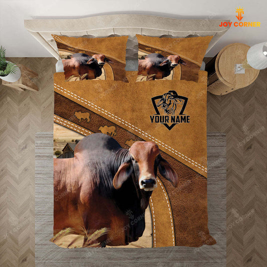 Joycorners Custom Name Red Brahman Bedding set