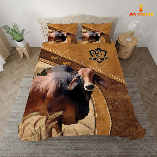 Joycorners Custom Name Red Brahman Bedding set