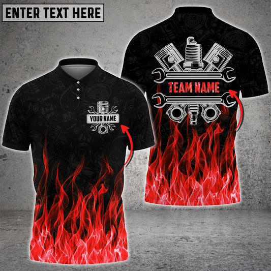 Joycorners Mechanic And Fire Custom Name Multi Color Printed 3D Shirt