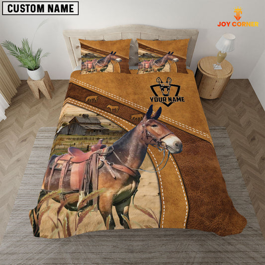 Joy Corners Saddle Mule Brown Pattern Customized Name 3D Bedding Set