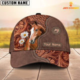 Joycorners Horse Brown Vintage Pattern Customized Name 3D Cap