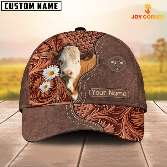 Joycorners Simmental Brown Vintage Pattern Customized Name 3D Cap