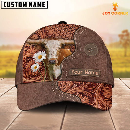 Joycorners Texas Longhorn Brown Vintage Pattern Customized Name 3D Cap