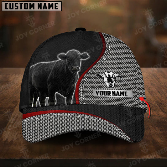 Joycorners Black Angus Metal Pattern Customized Name 3D Classic Cap