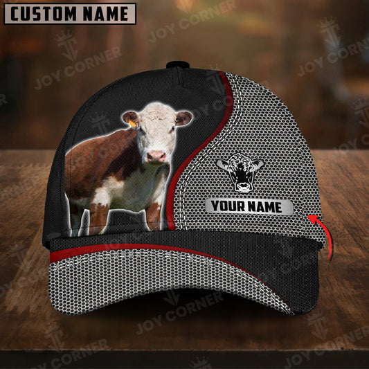 Joycorners Hereford Metal Pattern Customized Name 3D Classic Cap