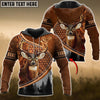 Joycorners Whitetail Deer Hunting Personalized Name Carving Leather Pattern 3D Hoodie