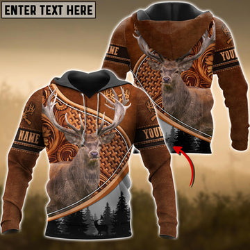 Joycorners Mule Hunting Personalized Name Carving Leather Pattern 3D Hoodie