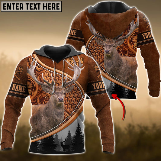 Joycorners Mule Hunting Personalized Name Carving Leather Pattern 3D Hoodie