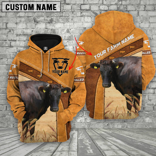 Personalized Name Farm Polled Wagyu Cattle Hoodie