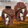 Joycorners Hereford Personalized Name Brown Carving Leather Pattern 3D Hoodie