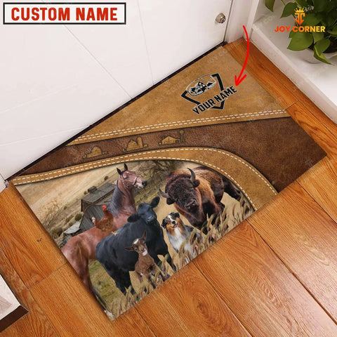 Joycorners Farm Animal Personalized Name - Welcome  Doormat