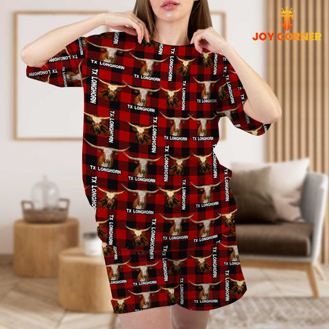 Joycorners Texas Longhorn Red Caro 3D Short Pajamas