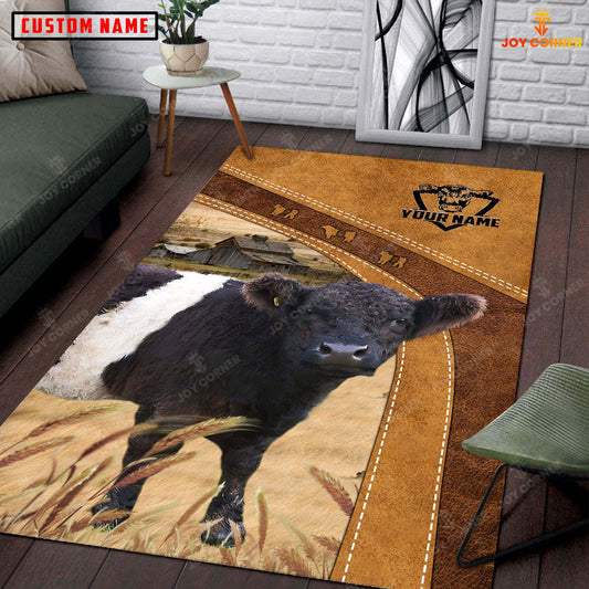 Joycorners Personalized Belted Galloway In Field Farmhouse Rug