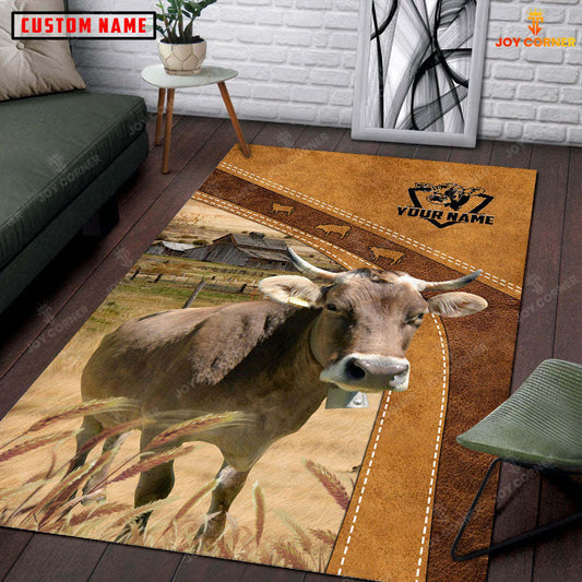 Joycorners Personalized Brown Swiss In Field Farmhouse Rug