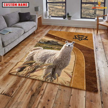 Joycorners Personalized Llama In Field Farmhouse Rug