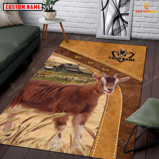 Joycorners Personalized Goat In Field Farmhouse Rug