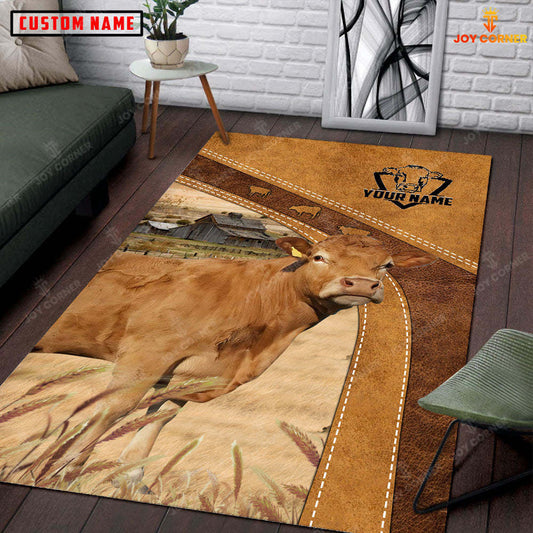 Joycorners Personalized Limousin In Field Farmhouse Rug