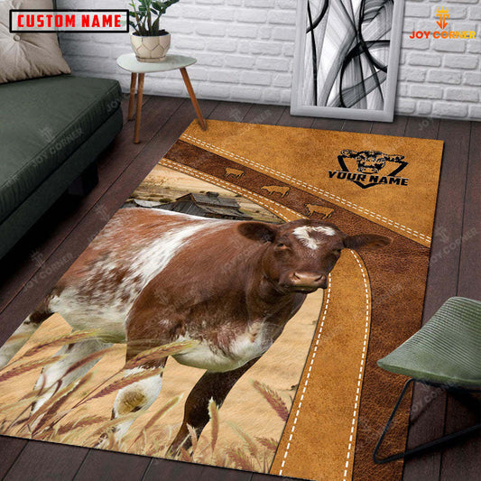 Joycorners Personalized Shorthorn In Field Farmhouse Rug