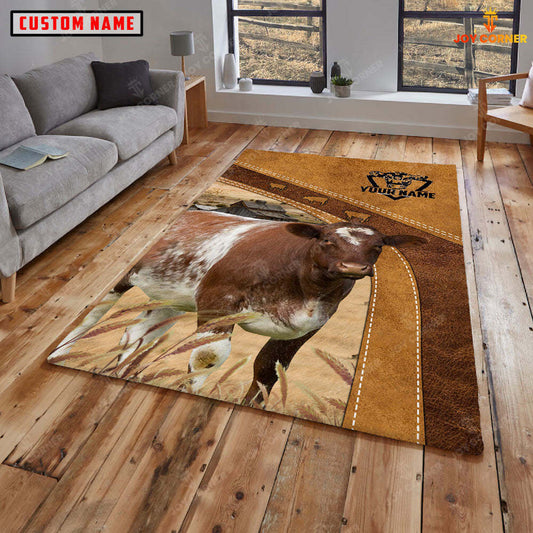 Joycorners Personalized Shorthorn In Field Farmhouse Rug