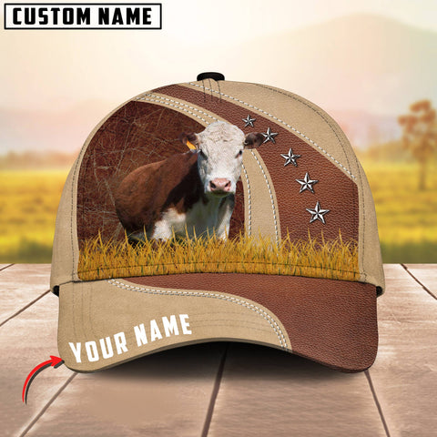 Joycorners Hereford With Grass Customized Name 3D Classic Cap