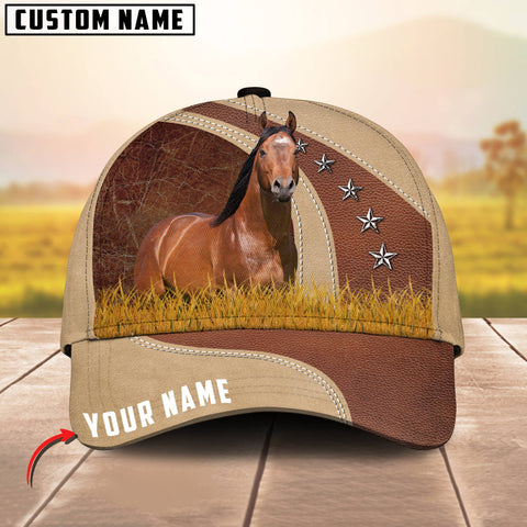 Joycorners Horse With Grass Customized Name 3D Classic Cap