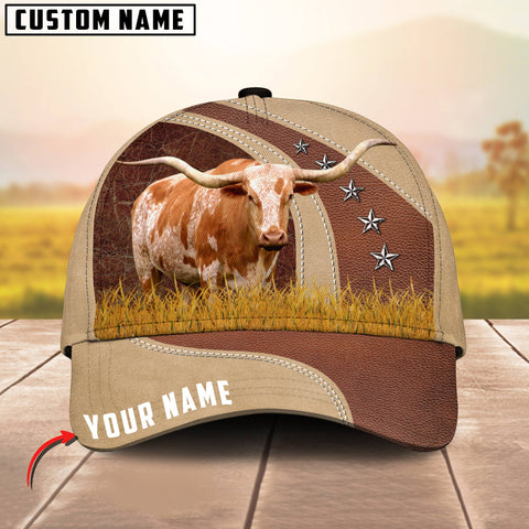 Joycorners Texas Longhorn With Grass Customized Name 3D Classic Cap