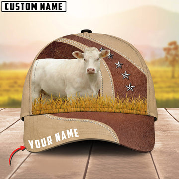 Joycorners Charolais With Grass Customized Name 3D Classic Cap