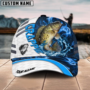 Joycorners Custom Name Crappie Fishing Blue Lava 3D Classic Cap