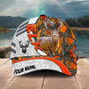 Joycorners Hunting Customized Name Orange Lava Pattern 3D Classic Cap