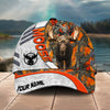 Joycorners Moose Deer Hunting Customized Name Orange Lava Pattern 3D Classic Cap