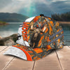 Joycorners Moose Deer Hunting Customized Name Orange Lava Pattern 3D Classic Cap