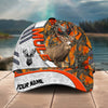 Joycorners Hunting Customized Name Orange Lava Pattern 3D Classic Cap