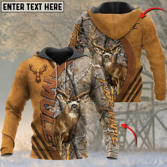 Joycorners Mule Personalized Name Yellow Brown Leather Pattern 3D Hoodie