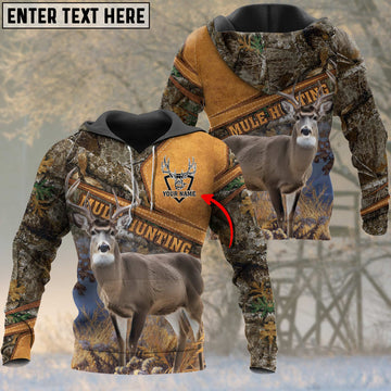 Joycorners Mule Personalized Name Brown Yellow Leather Pattern 3D Hoodie