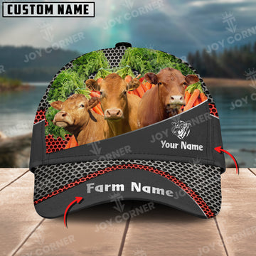 Joycorners Limousin Customized Name And Farm Name Metal 3D Classic Cap For Customer