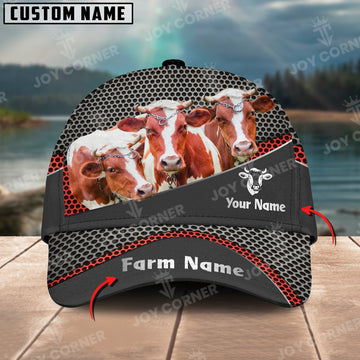 Joycorners Ayrshire Dairy Cattle Customized Name And Farm Name Metal 3D Classic Cap