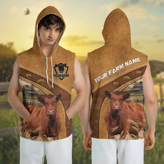 Joycorners Farm Red Angus Cattle Custom Name 3D Short Hoodie