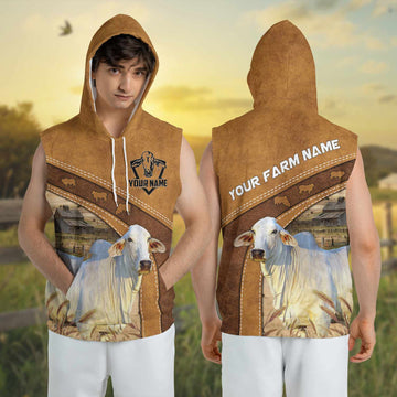 Joycorners Farm Brahman Cattle Custom Name 3D Short Hoodie