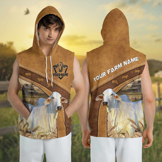 Joycorners Farm Brahman Cattle Custom Name 3D Short Hoodie