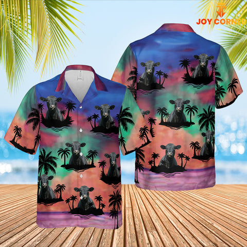 Joy Corners Black Angus Aurora Pattern 3D Hawaiian Shirt